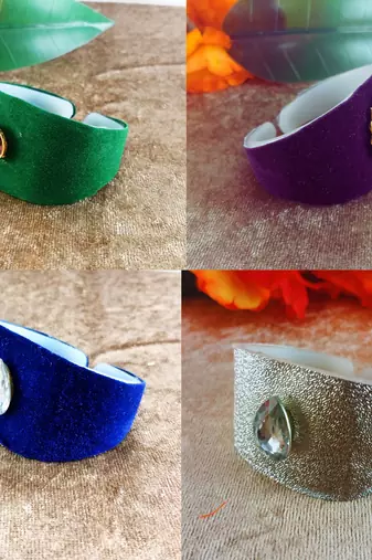 Multi acrylic kundan stud free size bracelets combo