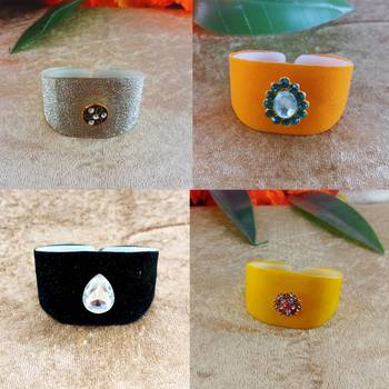 Multi acrylic kundan stud free size bracelets combo 1
