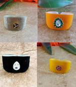 Multi acrylic kundan stud free size bracelets combo