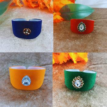 Multi acrylic kundan stud free size bracelets combo 1