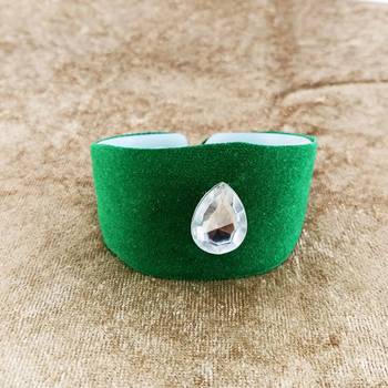 Green acrylic kundan stud free size bracelets 1