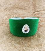 Green acrylic kundan stud free size bracelets