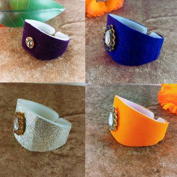 Multi acrylic kundan stud free size bracelets combo 3