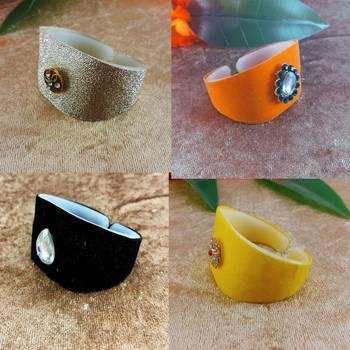 Multi acrylic kundan stud free size bracelets combo 3