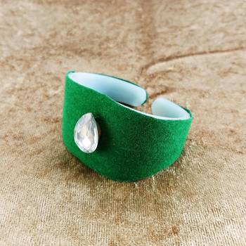 Green acrylic kundan stud free size bracelets 3