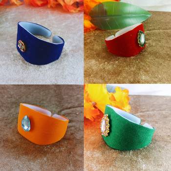 Multi acrylic kundan stud free size bracelets combo 3