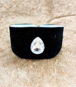 Black acrylic kundan stud free size bracelets