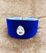 Blue acrylic kundan stud free size bracelets