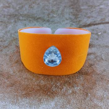 Orange acrylic kundan stud free size bracelets 1