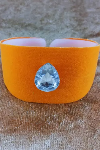 Orange acrylic kundan stud free size bracelets