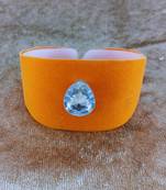 Orange acrylic kundan stud free size bracelets