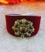 Mehroon acrylic kundan stud free size bracelets