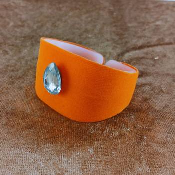 Orange acrylic kundan stud free size bracelets 3