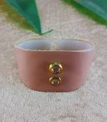 Light Pink acrylic kundan stud free size bracelets