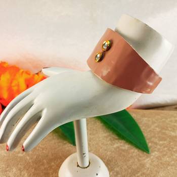 Light Pink acrylic kundan stud free size bracelets 2