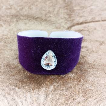 Purple acrylic kundan stud free size bracelets 1