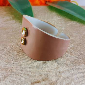 Light Pink acrylic kundan stud free size bracelets 3