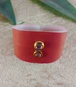 Dark pink acrylic kundan stud free size bracelets