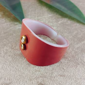 Dark pink acrylic kundan stud free size bracelets 3