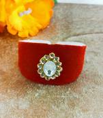 Red acrylic kundan stud free size bracelets
