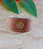 Light Pink acrylic kundan stud free size bracelets