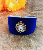 Blue acrylic kundan stud free size bracelets