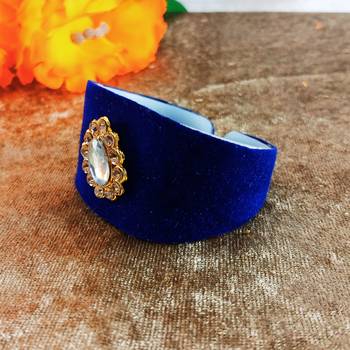Blue acrylic kundan stud free size bracelets 3