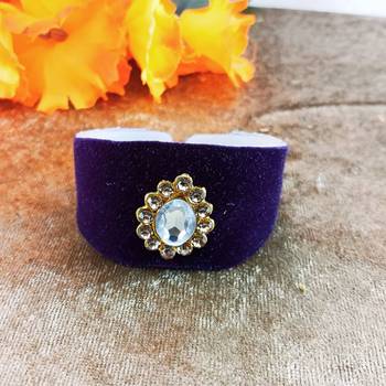 Purple acrylic kundan stud free size bracelets 1