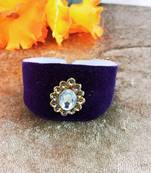 Purple acrylic kundan stud free size bracelets