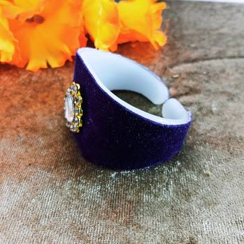 Purple acrylic kundan stud free size bracelets 3