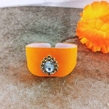 Orange acrylic kundan stud free size bracelets 1