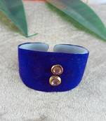 Blue acrylic kundan stud free size bracelets