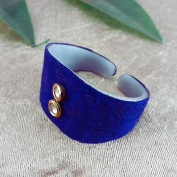 Blue acrylic kundan stud free size bracelets 3