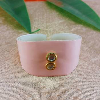 Pink acrylic kundan stud free size bracelets 1