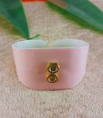 Pink acrylic kundan stud free size bracelets