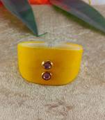 Yellow acrylic kundan stud free size bracelets