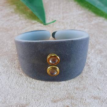 Grey acrylic kundan stud free size bracelets 1