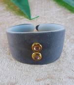 Grey acrylic kundan stud free size bracelets