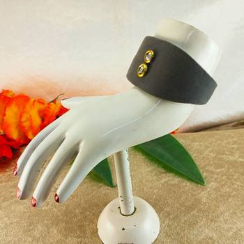 Grey acrylic kundan stud free size bracelets 2