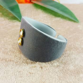 Grey acrylic kundan stud free size bracelets 3