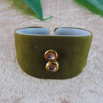 Dark green acrylic kundan stud free size bracelets 1