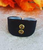 Black acrylic kundan stud free size bracelets