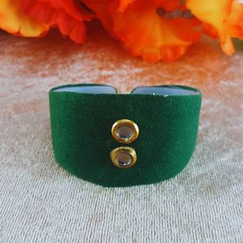 Green acrylic kundan stud free size bracelets 1