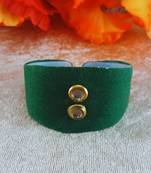 Green acrylic kundan stud free size bracelets