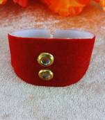 Red acrylic kundan stud free size bracelets