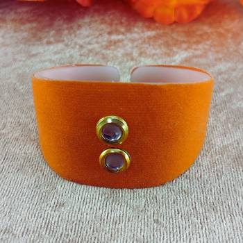 Orange acrylic kundan stud free size bracelets 1