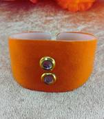 Orange acrylic kundan stud free size bracelets