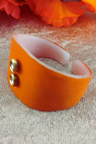 Orange acrylic kundan stud free size bracelets
