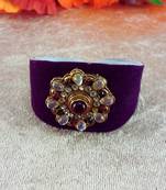 Purple acrylic kundan stud free size bracelets