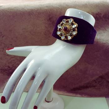 Purple acrylic kundan stud free size bracelets 2